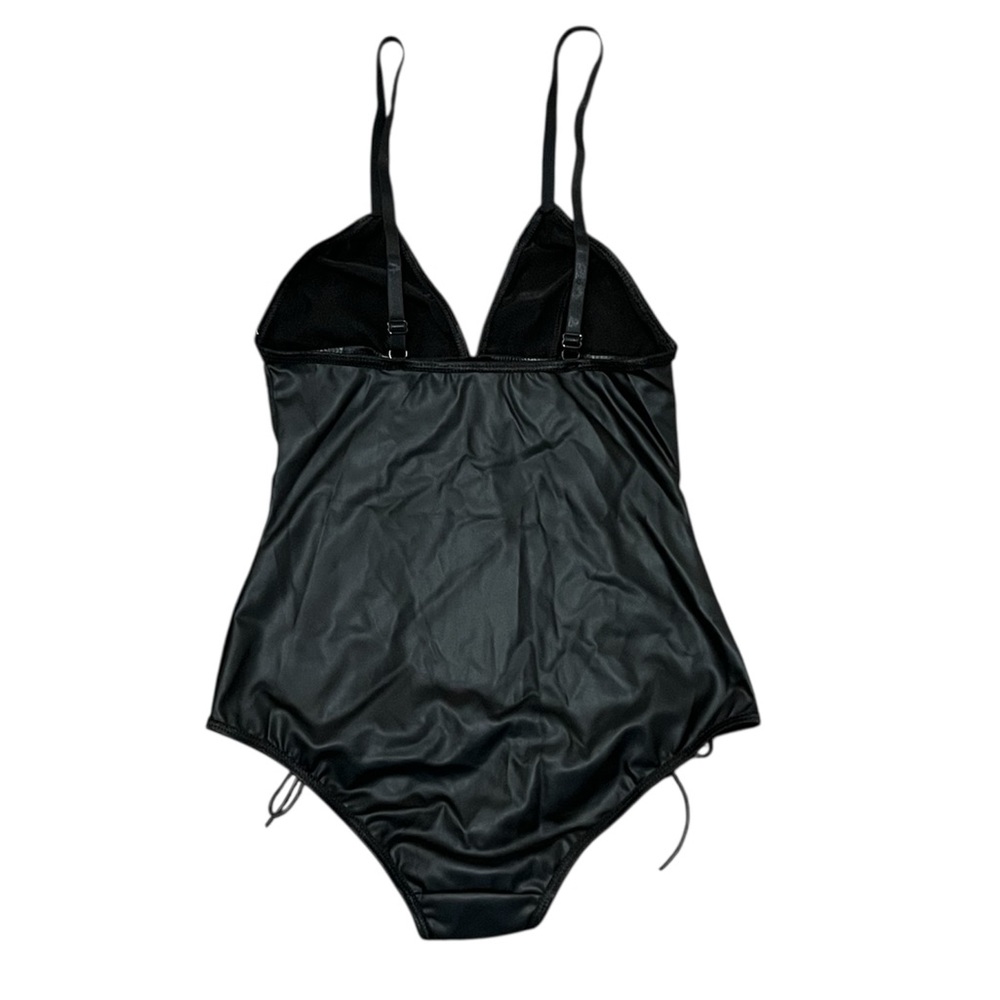 Sexy Faux Leather Teddy Lace up Bodysuit Lingerie: Small - Picture 4 of 5